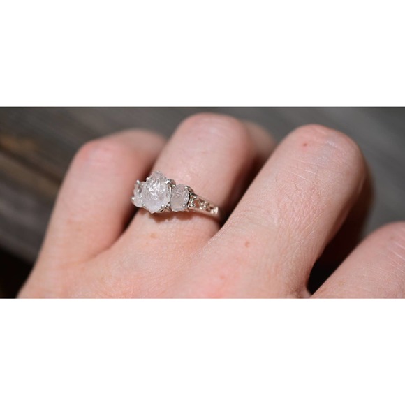 Art Deco Ring Raw Diamond Ring Rough Diamond Ring promise anniversary gi… - Picture 3 of 10
